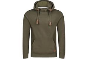 riverso Herren Kapuzenpullover RIVNiklas Regular Fit Hoodie Tasche Pullover Streetwear Cross-Over-Kragen Kapuze Grau Braun Grün Rot Blau Schwarz Beige S M L XL XXL 3XL 4XL 5XL