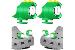 FerrDeery Shoe Charm Lights 2 PCS, Cute Dinosaur Headlights for Croc Style Shoes 3 Light Modes, Shoe Lights Accessories Lasting 145 Hrs, IPX5 Waterproof Night Light, Birthday ＆ Festival Gift for Kids