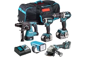 Makita 18V Li-ion 5 Piece Cordless Power Tool Kit 3 x 5.0Ah Batteries & Charger T4TKIT-832- Monster Power Tool Kit- Combo Kit- 18V Cordless Power Tool Kits- Mega Power Tool- Makita kit