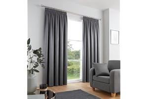 Fusion - Galaxy - Pair of Dim-out Pencil Pleat Curtains - 90" Width x 72" Drop (229 x 183cm) in Charcoal