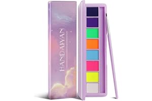 ANGEFARGE Water Activated Palette Highly Pigmented Bright Vibrant Fluorescent Rainbow Colorful Face and Body Paint Makeup With Brush (01)