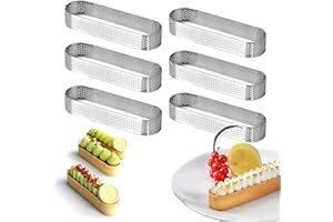 Xanewza 6 Pezzi Anello Torta, Ovali Stampo Crostata Microforato in Acciaio Inox 430, Anello Traforato per Crostate Pasticceria Mini Torte Mini Pizze Muffin (Ovali)