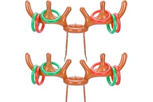 ‎HOWAF HOWAF 2 Stücke Weihnachten Party Werfen Aufblasbare Rentier Weihnachten Geweih Hut mit Ringe Für Familie Kinder Büro Weihnachten Urlaub Party Spielspaß