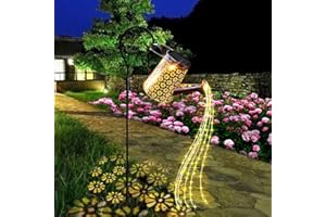 HOBUBU Solar Watering Cans Lights Garden Ornaments,Gifts for Mom Birthday Gifts for Women,LED Solar Powered Lantern Lamp with Hook Hanging Retro Metal Waterproof [Energy Class A]