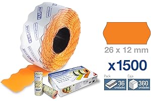 FLOJIM 36 Rollos de 1500 Etiquetas Marcaje - Naranja 26 x 12 mm.