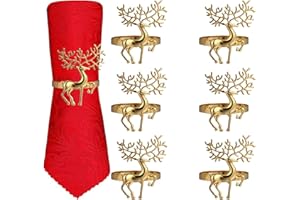 YODOOLTLY Weihnachts-Serviettenringe - 6 Stück Weihnachts-Legierung Serviettenring Halter Haushalt Serviettenschnalle für Tischdekoration, Hochzeit, Weihnachten, Partyessen, Erntedankfest