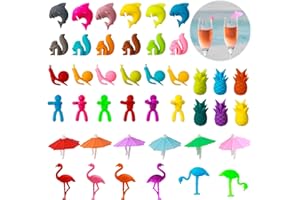 BGNXHYB 42Pcs Marqueur en Silicone pour Verres, Marqueur à vin pour verres à boire, Marqueur à verre réutilisable Marqueur à verre coloré pour gobelets de bar, mariage, verres à boire, Articles de Fête