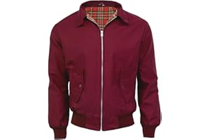 G5 APPAREL Mens Classic Vintage Scooter Harrington Bomber Jacket | Tartan Lined | Biker - Beige