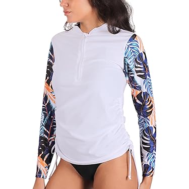 Maglia Rash Guard Donna Con Zip 1/4 | Protezione UPF 50+ | Manica Corta E Scollo A V - Foto 5