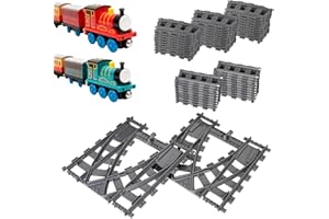 LIBERSHINE Rails de Blocs de Construction de la Ville, 54 Pièces City Train Set de Train Urbain pour Train, Accessoires d'Extension City Train, pour Cadeau Enfants, Incurvés des Rails Droits Rails Croisés