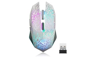 ‎EXTRAFIND Uiosmuph M2 kabellos wiederaufladbar Gaming Maus Optische geräuschlos Mäuse mit Nano Empfänger 6 Tasten für Mac Notebook Desktop Laptop(White)