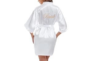 Xuepelit Bride Silk Dressing Gown for Women UK Ladies Kimono Satin Robe Lightweight Japanese Wedding Dressing Gowns Pyjama Short