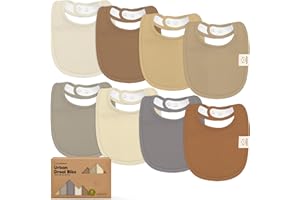 KeaBabies Baby Bibs for Boys & Girls - Pack of 8 Organic Cotton Bibs for Teething - Bibs Baby Girl & Boy - Large Bib for Infants, Toddlers (Terracotta)