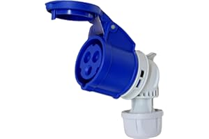 A1 ELECTRICS A1ELECTRICS.COM IEC/CEE 16A Angle Coupler Socket - 3 Poles 2P + E - 230V Blue - Garo