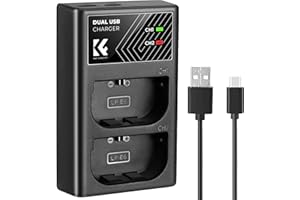 K&F CONCEPT LP-E6/LP-E6N/LP-E6NH Cargador Rápido de Batería de Cámara con Doble Ranura, Cargador de Batería de Compatible con Canon EOS R5/R6/R/5DS R/5D Mark II/6D Mark II/7D Mark II/90D/80D/70D