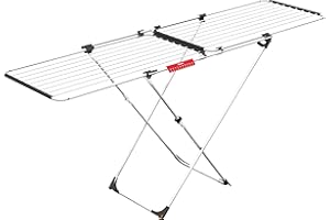 Vileda Doble Tendedero Extensible de Acero y Aluminio, Blanco, 105-209 cm, 61 x 19.5 x 130.5 cm
