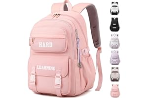 Waniki Schulrucksack Mädchen Rucksack Junge Wasserdicht Nylon Schulranzen Teenager Großen Rucksack Schule Damen Herren Laptop Tasche School Backpack für Girls Boys Schule Reise Sport（Rosa）