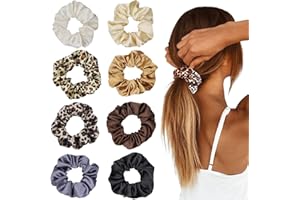LIHELEI Satin Scrunchies für Damen Haare, Haargummis Seile für Teenager, Seidige Haarschmuck für Frauen - 8 Pack Scrunchies