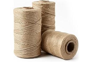 Merrimen Biodegradable Jute Christmas Wrapping Twine – 3 Rolls of Strong 3-Ply Natural Twine for Gift Wrapping, DIY Crafts, and Holiday Decorations – 500ft per Roll (Brown)