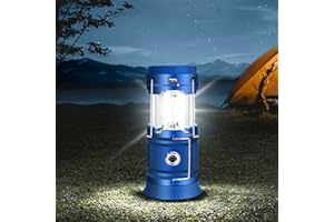 Solar Recargable Lámpara de Camping, Ovker USB Portátil Linterna de Camping, 2 Modos de Iluminación Tienda de Campaña Gadgets Luz para Acampar Exteriores Pesca Emergencia (Azul)