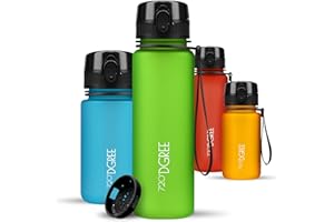 720°DGREE Trinkflasche Kinder 500ml “uberBottle“ softTouch +Sieb - Auslaufsicher, BPA-Frei - Flasche für Schule, Sport, Fitness - Wasserflasche aus Tritan - Schmal, Leicht, Stoßfest, Wiederverwendbar
