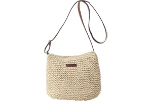 WOKICOR Sac à main en paille pour femme, sac de plage bohème, grand sac de plage, sac en paille pour femme, sac à bandoulière, sac en paille tissé à la main, sac en raphia tressé pour voyage, plage