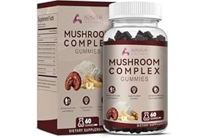 AORUILIA 12-in-1 Mushroom Gummies with Lion's Mane, Reishi, Chaga, Maitake, Ginseng, Shiitake for Focus, Immunity & Mood, Vegan Mushroom Complex Supplement with Ashwagandha and Black Pepper- 60 Gummies