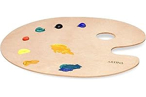 ‎ARTINA Artina Holz Malpalette Schule Rund 25x30 cm Mischen mit Griffloch für Kunst & Malen universell einsetzbar für Ölfarben – Mischpalette Acrylfarben