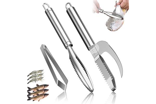 Ecailleur à Poisson Professionnel en Inox 304, Écailleur De Poisson en Acier Inoxydable Avec pince à arêtes, Enlever Les éCailles de Poisson Avec Dents pour enlever les écailles et les os de poissons