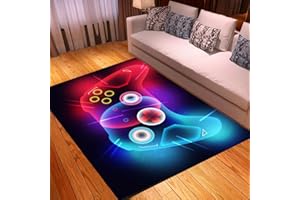 PEIHUODAN Gamer Carpets for Bedrooms Teenager Boy Girl Kids Anime Gaming Gamer Pattern Bed Rugs Bedroom Living Room Decorations Floor Indoor Area Rugs Washable Non-Slip Rugs Pads (100x120 cm,black color)