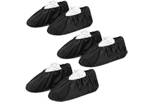 SATINIOR Reusable Shoe Covers Slip Resistant Waterproof Boot Covers Elasticity Convenience Dustproof Overshoes Machine Washable for Household Carpet Floor Protection, Black (3 Pairs)