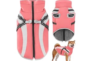 Oslueidy Abrigo Impermeable para Perros con Tirantes,Chaqueta Térmica de Invierno a Prueba de Viento Ropa para Mascotas Abrigos Perro para Pequeños Medianos Grande Perros (Rosa, 5XL)