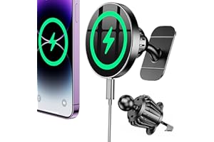 Coolpow für Magsafe Autohalterung mit Ladefunktion【Starke Magnetkraft】Handyhalterung Auto Magsafe Ladegerät Auto Magnetische Handyhalterung Auto Wireless Charger Auto für iPhone 17 Pro Max 16 15 14 13