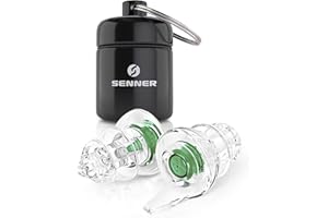 Senner KidsPro Tapones para los oídos transparentes con soporte de aluminio, protección auditiva para niños de uso prolongado, con filtro de color verde/transparente, talla S