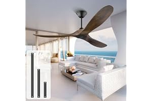 ‎XSGDMN XSGDMN Deckenventilator ohne Beleuchtung mit Fernbedienung, 132cm Holz deckenventilator flach für niedrige decken, DC-Motor, Sommer Winter Betrieb, für Schlafzimmer Wohnzimmer Bauernhaus Veranda