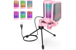 FIFINE Mikrofon gamingowy PC, mikrofon USB do PS4, PS5 Mac, ze stojakiem mikrofonowym, przyciskiem wyciszenia, filtrem pop, uchwytem Shock, do streamingu, studia podcastów