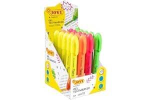 Jovi - JOVI!NEON Gel Marker, Pudełko 20 szt. zakreślaczy w sztyfcie, Różne kolory, Nie wysycha, Nie rozmazuje pisania ani nie zacieka przez papier, Bezglutenowy, (1829)