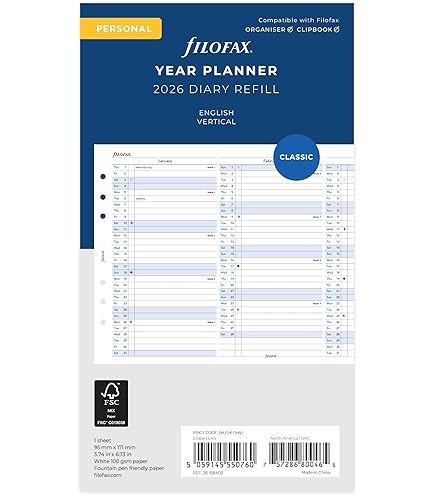 Filofax Ini Week On Two Pages 4 Language 2025 Diary Refill Pack