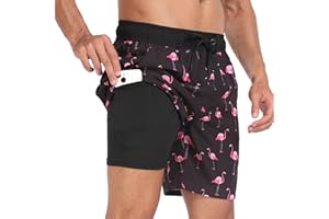 Milaloko Męskie Spodenki Kąpielowe Szybkoschnące Kąpielówki Szorty Plażowe Surfingowe Szorty z Wkładką Kompresyjną i Kieszeniami