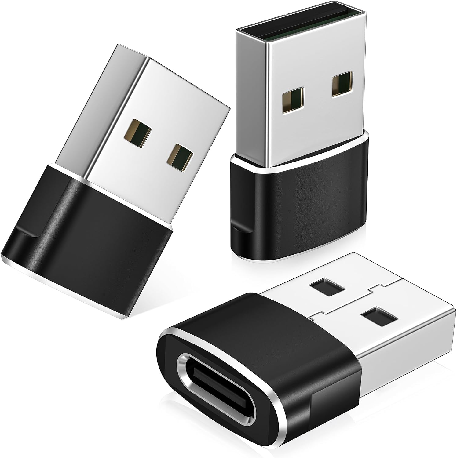 BASESAILOR USB to USB C Adapter,USBC Female to USB A Male Adapter,Type C Converter Charger for iPhone 17 17e Pro Max,16 15,Apple Watch iWatch S11 S10,AirPods,iPad Mini Air,Samsung Galaxy S26 S25,3Pack