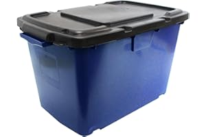 All-Green Coral 55 Litre Blue Outdoor Kerbside Waste Recycling Box/Storage Box - With Lid Combination (Box & Black Lid)