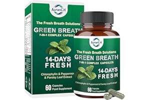 AURANC-H Chlorophyll Capsules Oral Health Probiotics - Bad Breath Capsules, 7-in-1 Body Deodorizing Supplement, Zero Breath Bad Breath, 7-in-1 Body Deodorizing Supplement, 60 Capsules