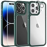 TAURI 5 in 1 Compatibile con Cover iPhone 14 Pro, con 2 Pellicole in Vetro Temperato + 2 Pellicole per Fotocamera [Protezione
