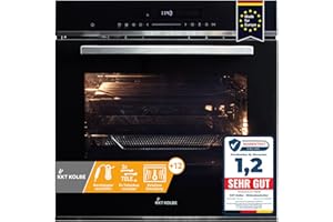 KKT KOLBE AirFryer Einbaubackofen 60 cm mit Heißluftfritteuse | autark | 72L | 2,9kW | Katalyse | Pizzafunktion | Grill | Umluft | Heißluft | Timer | 2-fach Wärmeschutzverglasung | EB8017ED
