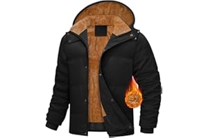 Yuson Girl Manteau Homme Veste en Polaire Hiver Parka Chaud Blousons Casual Outdoor Thermique Blouson Epaissie Manteaux Amovible Capuche avec Poches