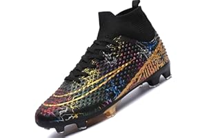 Lvptsh Scarpe da Calcio da Uomo Tacchetti Professionale Chiusura Stringata Scarpe da Calcetto Sintetico High Top Calzature da Calcio Ragazzo Antiscivolo