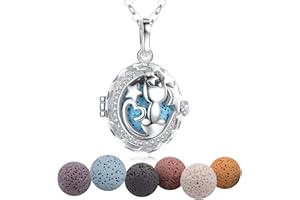 INFUSEU Bisuteria Mujer, Colgante Aromaterapia Collar Aroma Plateado Difusor Aceites Esenciales Joyeria Personalizada Joyas De Mujer
