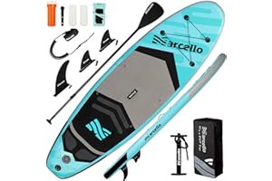 MARCELLO Paddle Board, Inflatable Stand Up Paddle Board, 10‘6/11' ×33"×6" Ultra-light SUP Board with Hand Pump, Leash, Repair Kit, Waterproof Phone Case and Waterproof Bag for Adults