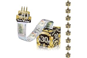 MIENOCOL Geldgeschenke Geburtstag Überraschungsbox für Männer Frauen 30 Geburtstag Surprise Box,Schwarz Gold DIY Geburtstag Geschenkverpackung Geldgeschenke Verpackung,Geldgeschenk Happy Birthday Tortendeko