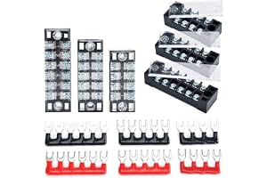 Greluma Kopplingsplint och remsa - 6 set 4/5/6 positioner 600V 15A Dubbla rad trådskruv Kopplingslistblock med lock + 400V 10